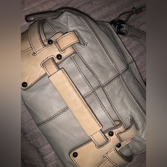 Beige Leather Satchel Bag kooba crossbody fall casual logo designer boho $300 - Picture 7 of 12